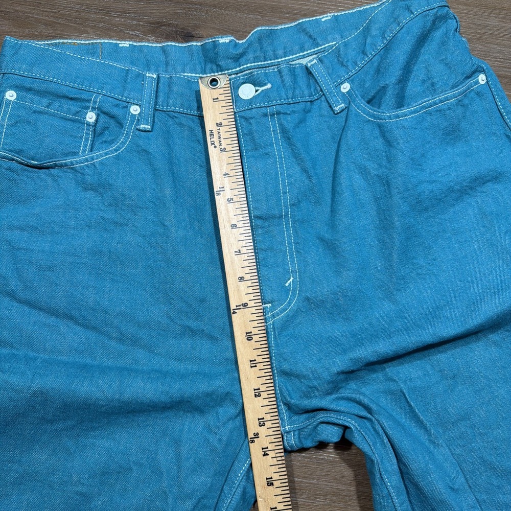 Levi's 569 Denim Jean Shorts Men's 38 Long Teal Jorts Y2K Loose Fit Straight 12" - Picture 7 of 13